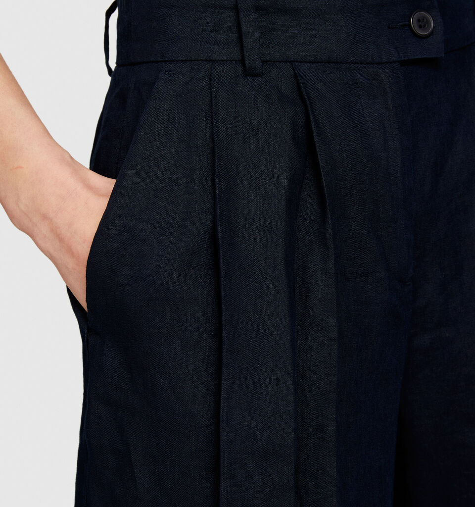 100% linen shorts - women's shorts - Dark Blue | Sisley image number 5